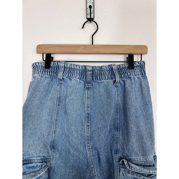 RSQ Wide Leg Cargo Jeans Size 30 Utility Pockets Elastic Waist - Picture 6 of 6